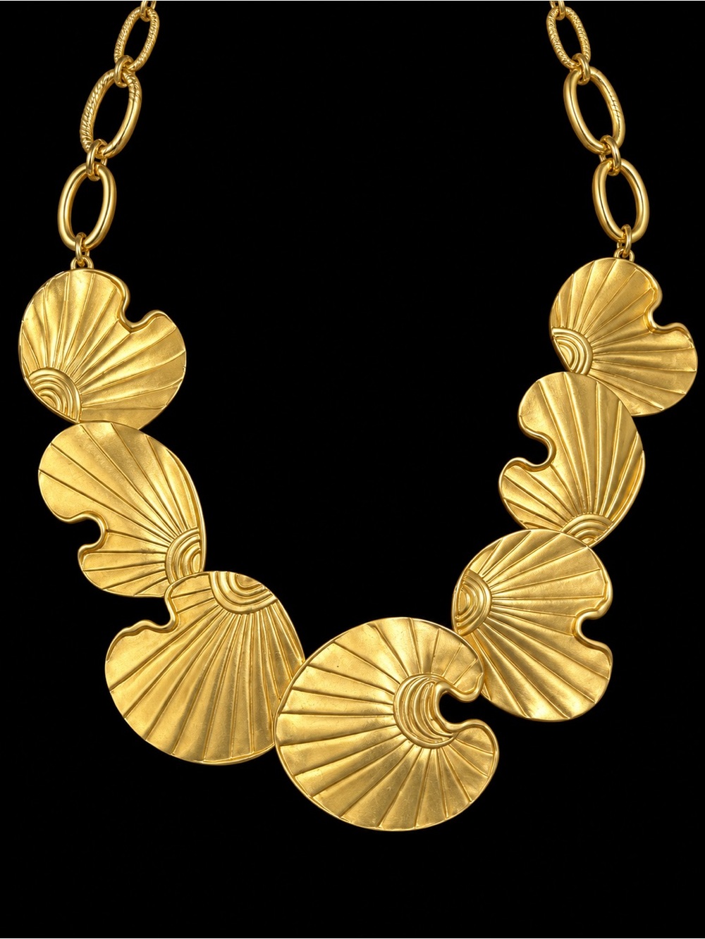 Gold-Tone Sculpted Shell Statement Necklace